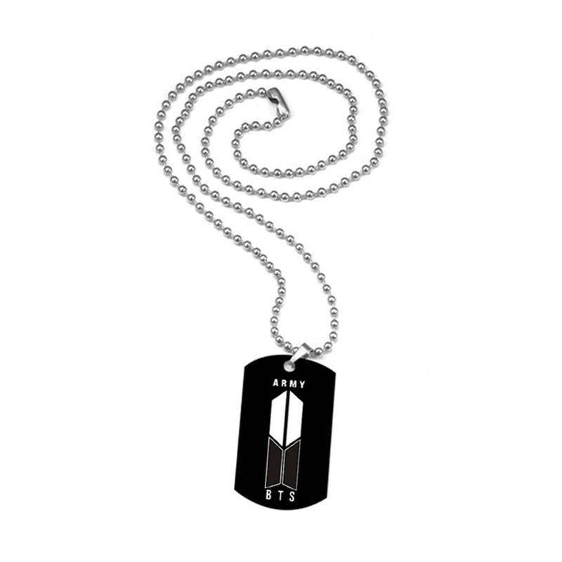 Stainless Steel Bangtan Boys LOGO Army Necklace Trend 2022 Lettering Dog Tag Unisex Necklace Boy Girl Jewelry BTS-709