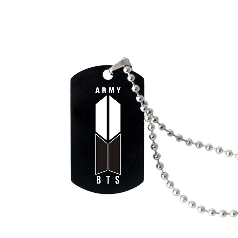 Stainless Steel Bangtan Boys LOGO Army Necklace Trend 2022 Lettering Dog Tag Unisex Necklace Boy Girl Jewelry BTS-709