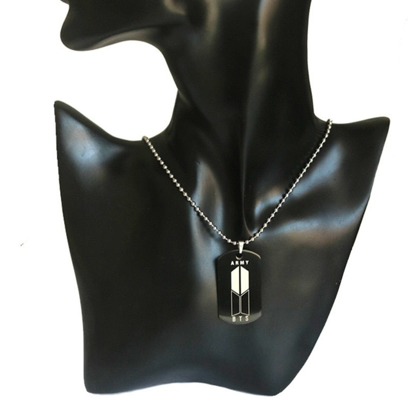 Stainless Steel Bangtan Boys LOGO Army Necklace Trend 2022 Lettering Dog Tag Unisex Necklace Boy Girl Jewelry BTS-709