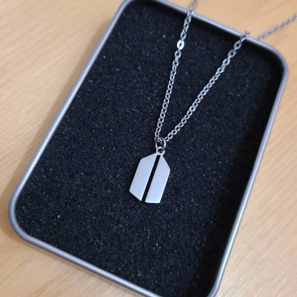 Stainless Steel Bangtan Boys LOGO Army Necklace Trend 2022 Lettering Dog Tag Unisex Necklace Boy Girl Jewelry BTS-709