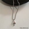 Stainless Steel Beads Chain Alloy Pendant Vintage Heart Jesus Cupid Butterfly Dinosaur Mushroom Grunge Necklaces For Women Men