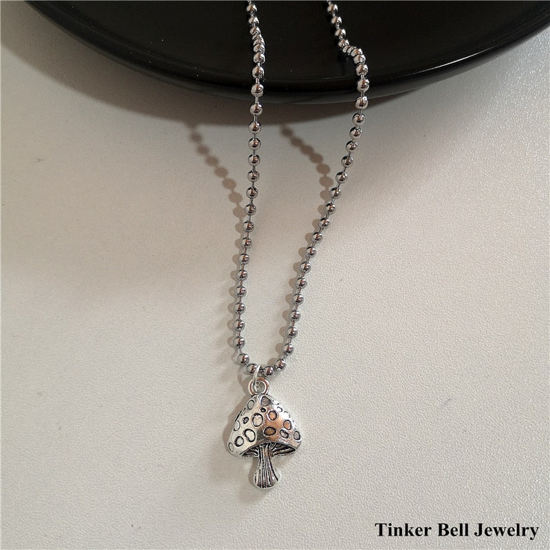 Stainless Steel Beads Chain Alloy Pendant Vintage Heart Jesus Cupid Butterfly Dinosaur Mushroom Grunge Necklaces For Women Men