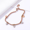Stainless Steel Beads Chain Bracelet For Woman Gold Color Heart Crystal Charms Strand Bracelet Steel Jewelry Party Jewelry Gift