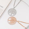 Stainless Steel Big Round Tree Of Life Pendant Necklaces for Women Long Sweater Crystal Necklace 2022 Jewelry Gift