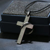 Stainless Steel Black Cross Circle Necklaces Pendants For Men Christian Jesus Bible Crucifix Collares Prayer Jewelry