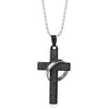 Stainless Steel Black Cross Circle Necklaces Pendants For Men Christian Jesus Bible Crucifix Collares Prayer Jewelry