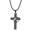 Stainless Steel Black Cross Circle Necklaces Pendants For Men Christian Jesus Bible Crucifix Collares Prayer Jewelry