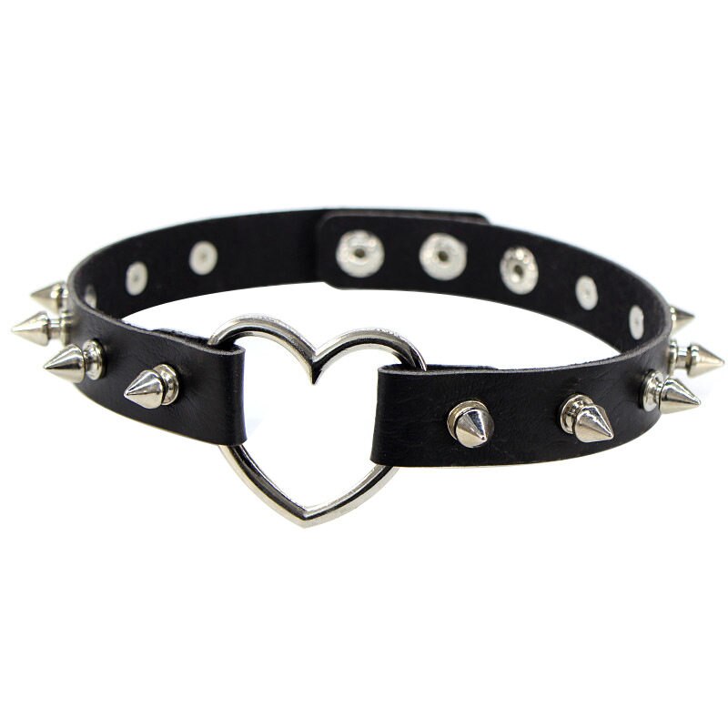 Stainless Steel Black Spike Choker Belt Collar Women Pu Leather Choker Necklace Pendant for Women Club Chockers Gothic Jewelry