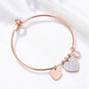 Stainless Steel Bracelets Bangles For Women Rose Gold Silvery Crystal Female Heart Charms Wedding Bracelet Jewelry 2022