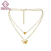 Stainless Steel Butterfly Choker Necklaces Women 2021 Gold Simple Snake Chain Clavicle Chain Lady Rock Hiphop Neck Accessories