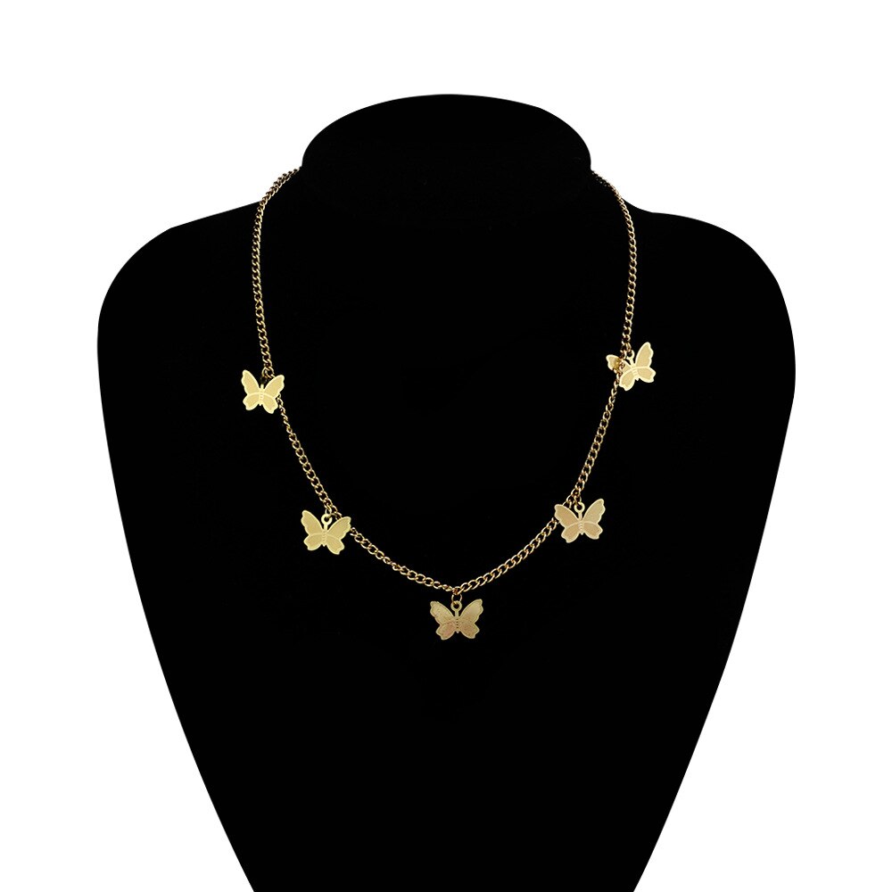 Stainless Steel Butterfly Necklace For Women Gold Color Long Chain Butterflies Necklace Female Choker Statement Jewelry collares