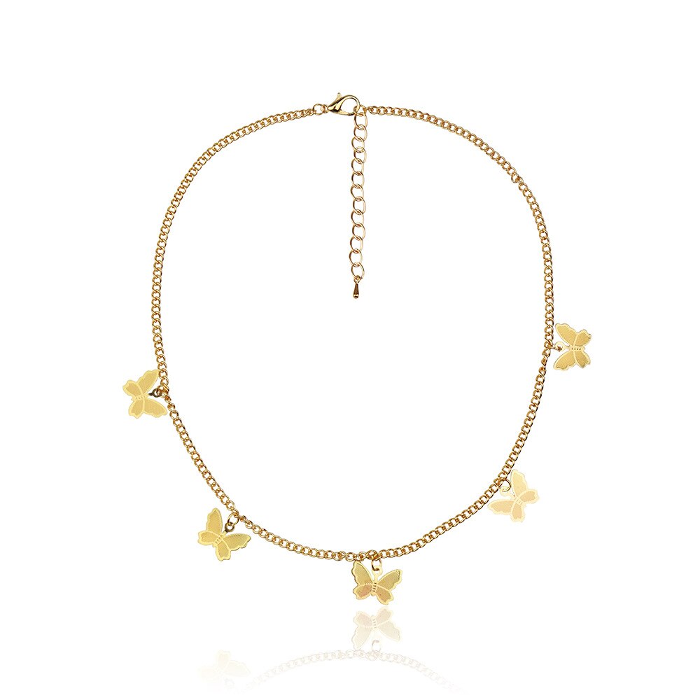 Stainless Steel Butterfly Necklace For Women Gold Color Long Chain Butterflies Necklace Female Choker Statement Jewelry collares