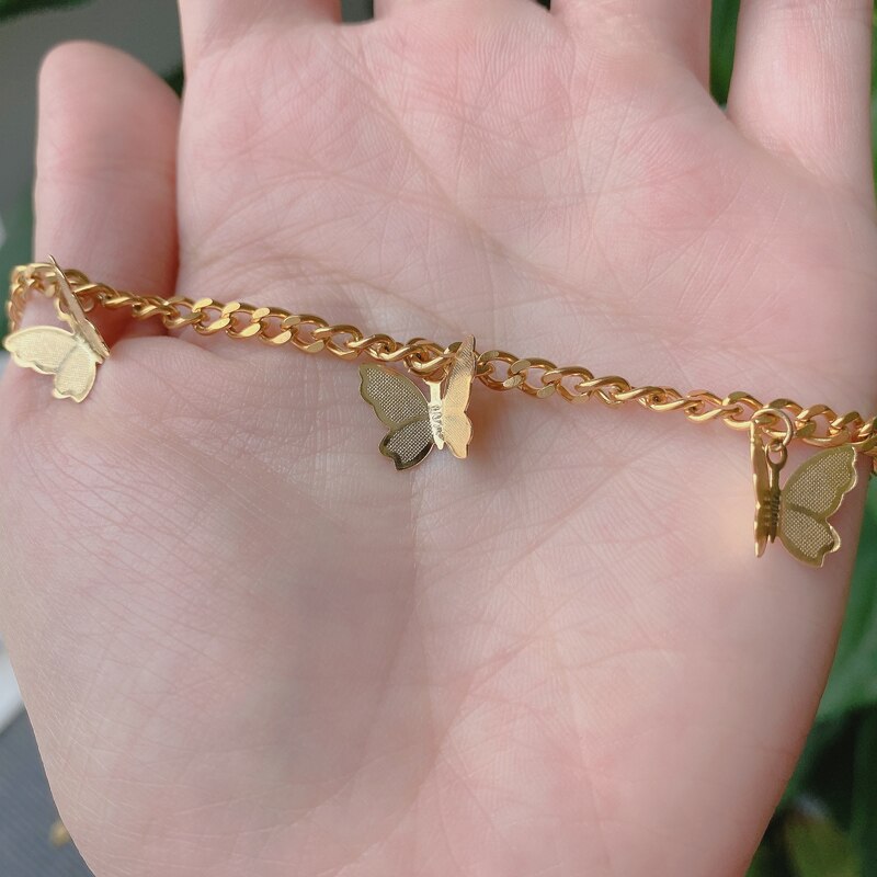 Stainless Steel Butterfly Necklace For Women Gold Color Long Chain Butterflies Necklace Female Choker Statement Jewelry collares