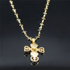 Stainless Steel Catholicism Heart Jesus Necklaces Women/Men Gold Color Cross Chain Necklaces Jewery collier croix N6012S02