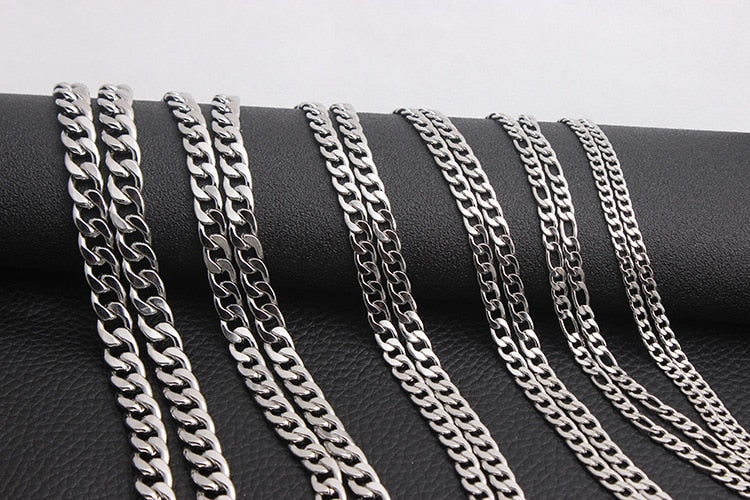 Stainless Steel Chain Necklace Long Hip Hop for Women Men  on The Neck Jewelry Gift Accessories Silver Color Choker