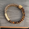 Stainless Steel Charm Chain &amp; Link Golden Bracelets for Men Braided Leather beads Bracelets Bangle Wristband Punk Male Jewelry