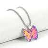 Stainless Steel Colorful Butterfly Pendant Necklace Animal Jewelry Men Women Necklace Punk Commemorate Costume Jewelry