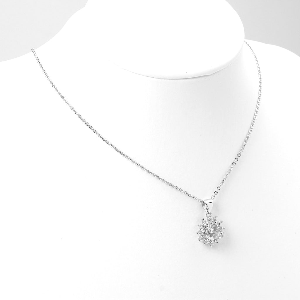 Stainless Steel &amp; Copper &amp; Glass Necklace Gold Color/Silver Color Flower Clear Rhinestone 45cm(17 6/8") long, 1 Piece