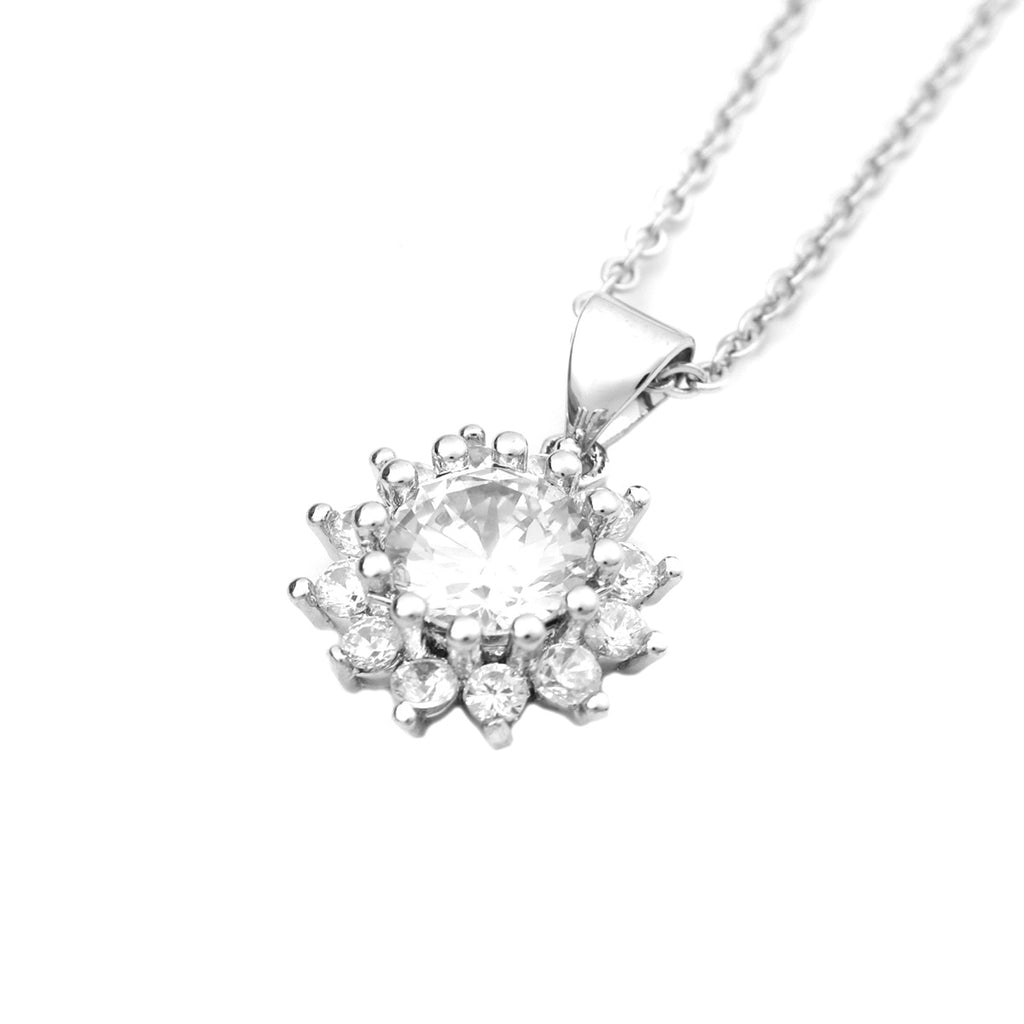 Stainless Steel &amp; Copper &amp; Glass Necklace Gold Color/Silver Color Flower Clear Rhinestone 45cm(17 6/8") long, 1 Piece