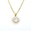 Stainless Steel &amp; Copper &amp; Glass Necklace Gold Color/Silver Color Flower Clear Rhinestone 45cm(17 6/8") long, 1 Piece