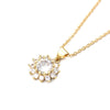 Stainless Steel &amp; Copper &amp; Glass Necklace Gold Color/Silver Color Flower Clear Rhinestone 45cm(17 6/8") long, 1 Piece