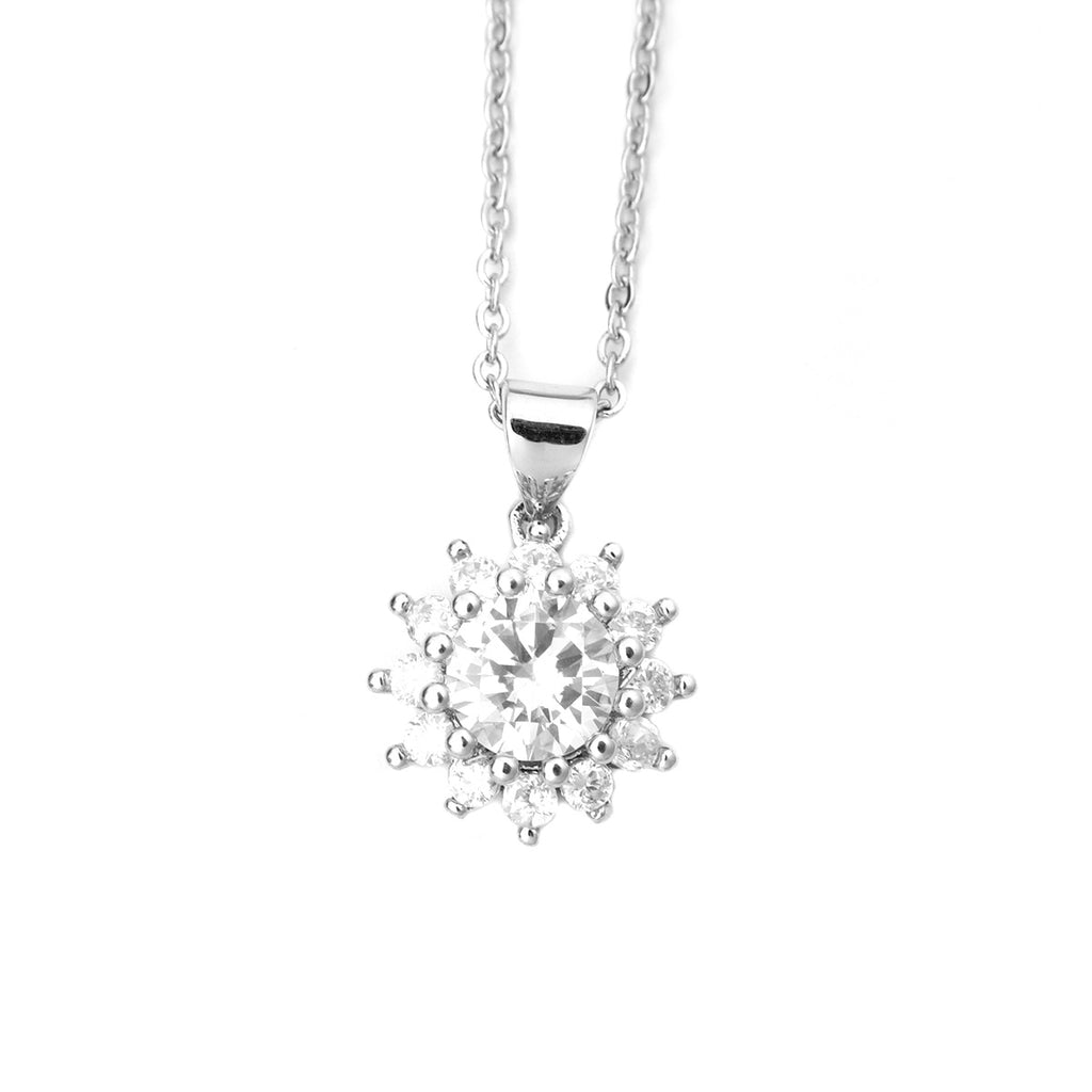 Stainless Steel &amp; Copper &amp; Glass Necklace Gold Color/Silver Color Flower Clear Rhinestone 45cm(17 6/8") long, 1 Piece