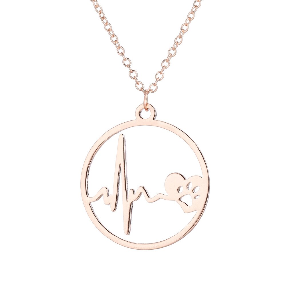 Stainless Steel Couple Necklace Hollow Heartbeat Accelerating Hollow Round Necklace