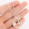 Stainless Steel Couple Necklace Hollow Heartbeat Accelerating Hollow Round Necklace