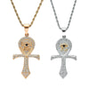 Stainless Steel Cross Necklace Ancient Egyptian Horus Eye Pendant Hip Hop Jewelry