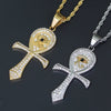 Stainless Steel Cross Necklace Ancient Egyptian Horus Eye Pendant Hip Hop Jewelry