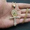 Stainless Steel Cross Necklace Ancient Egyptian Horus Eye Pendant Hip Hop Jewelry