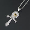Stainless Steel Cross Necklace Ancient Egyptian Horus Eye Pendant Hip Hop Jewelry