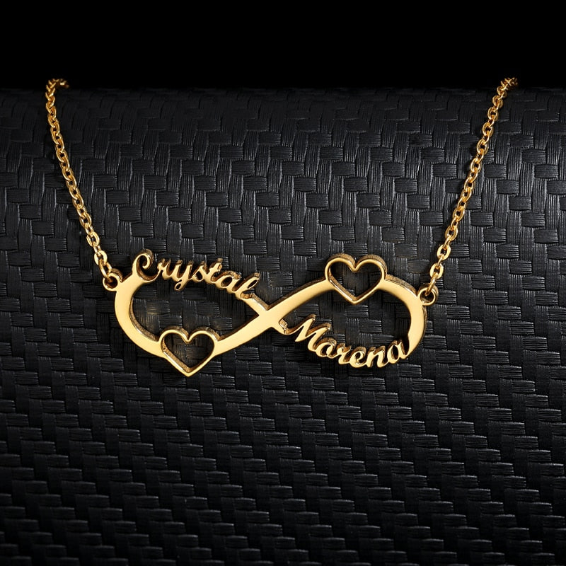 Stainless Steel Custom Name Infinity Necklace Women Girls Gold Color Personalized Long Chain Necklace BFF Jewelry Bijoux Femme