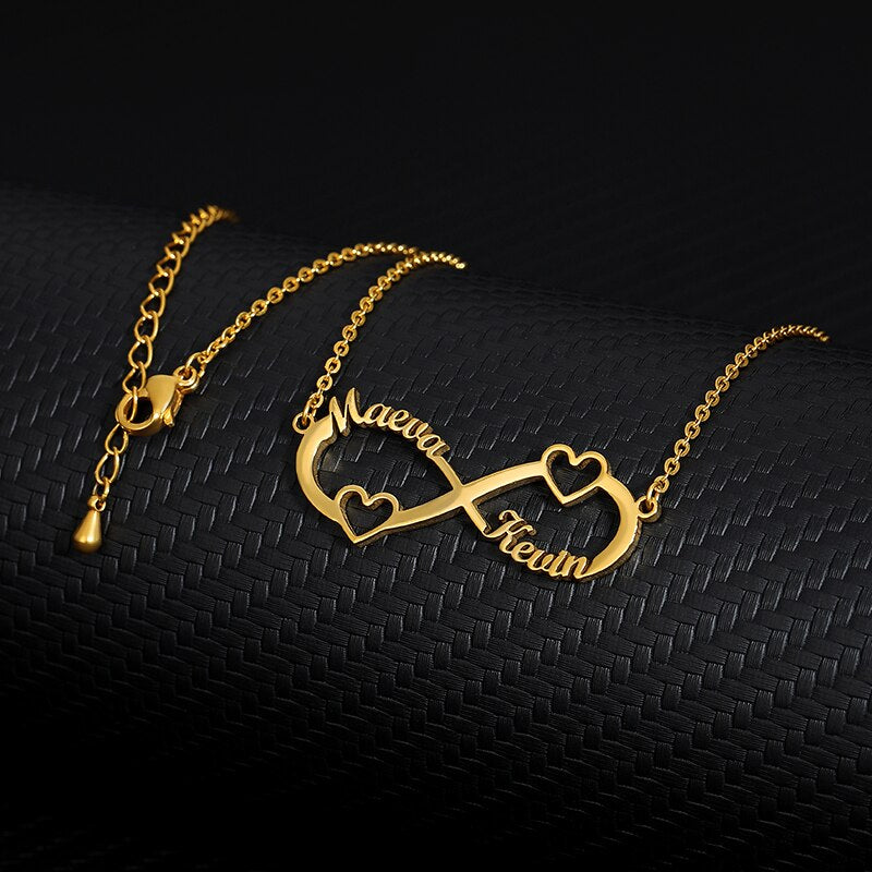Stainless Steel Custom Name Infinity Necklace Women Girls Gold Color Personalized Long Chain Necklace BFF Jewelry Bijoux Femme