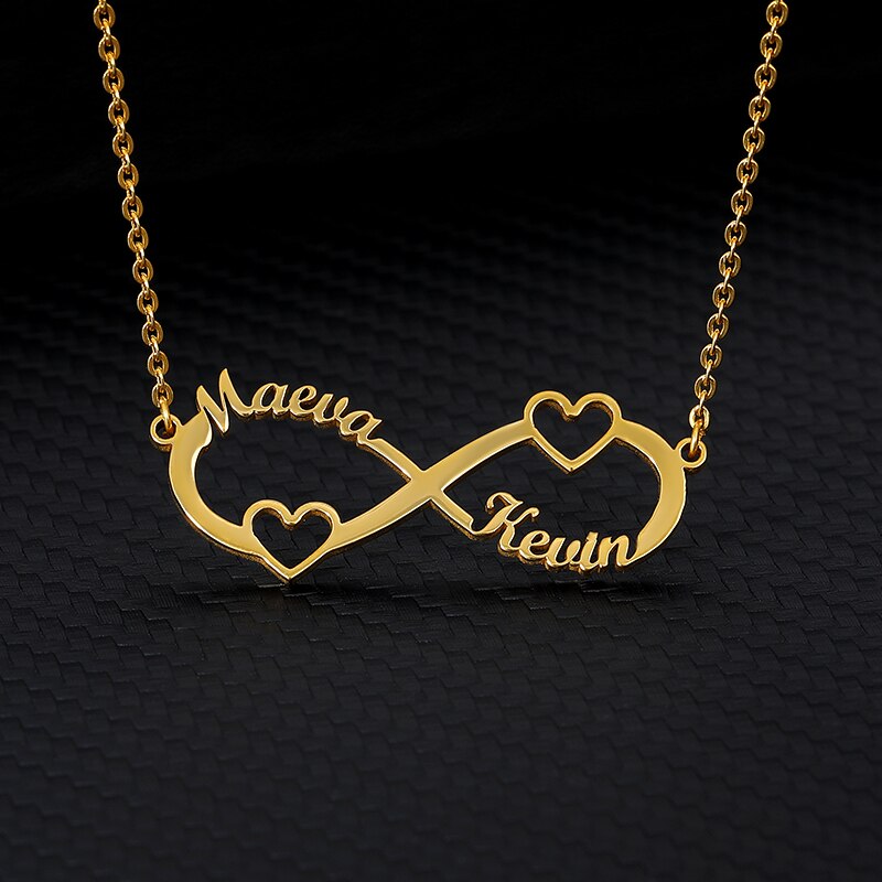 Stainless Steel Custom Name Infinity Necklace Women Girls Gold Color Personalized Long Chain Necklace BFF Jewelry Bijoux Femme