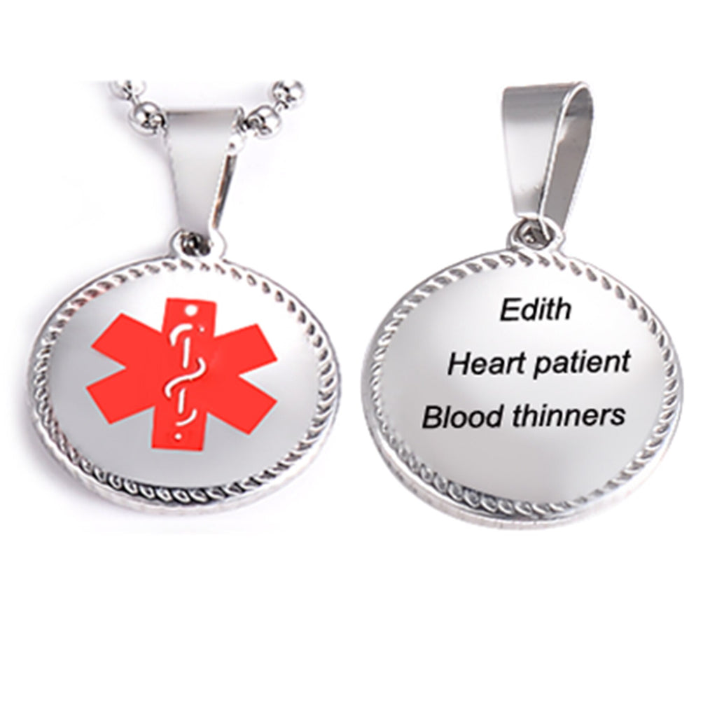 Stainless Steel   Custom Name Pendant Necklaces Medical Alert Sign Military Army tag Necklaces Jewelry Free Engraving