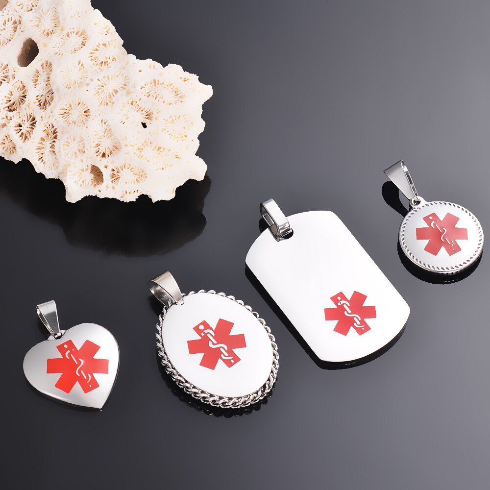 Stainless Steel   Custom Name Pendant Necklaces Medical Alert Sign Military Army tag Necklaces Jewelry Free Engraving