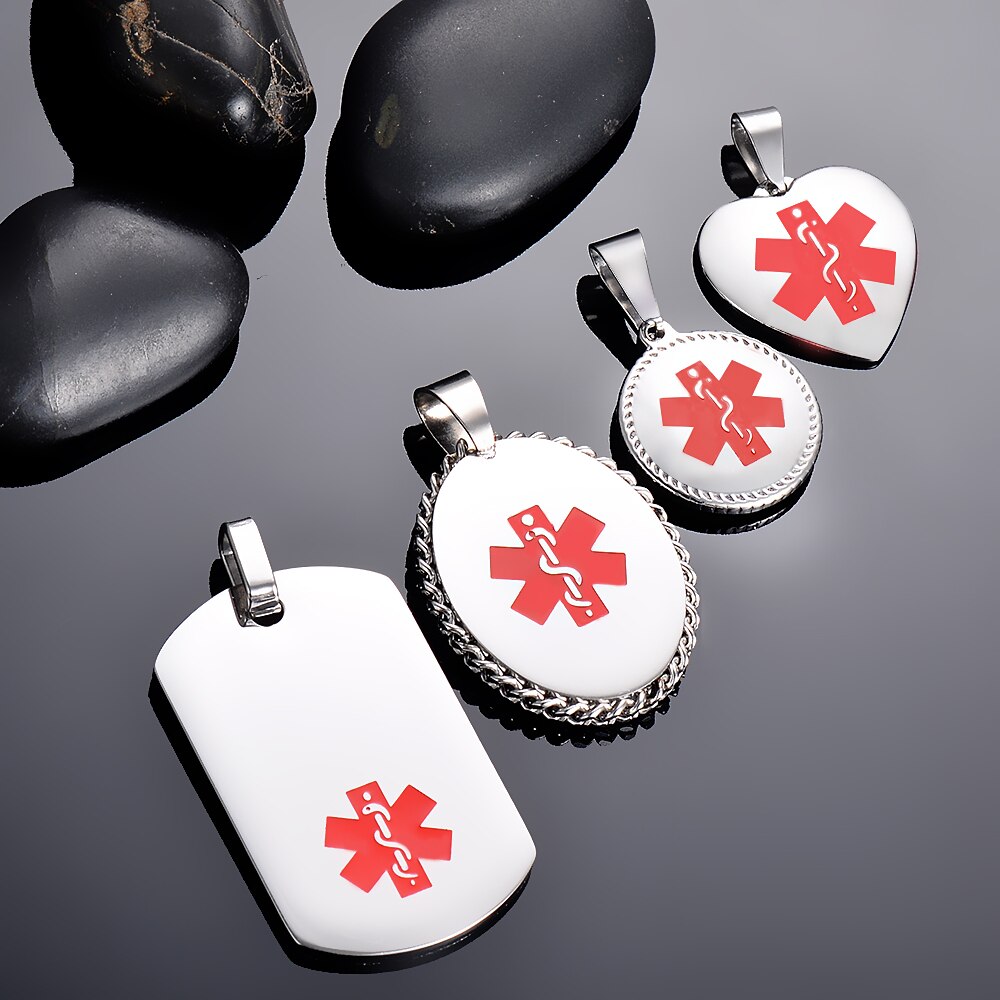 Stainless Steel   Custom Name Pendant Necklaces Medical Alert Sign Military Army tag Necklaces Jewelry Free Engraving