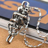 Stainless Steel Double Skull Pendant Chain Cross Necklace Men's Wild Black Jewelry