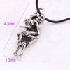 Stainless Steel Double Skull Pendant Chain Cross Necklace Men's Wild Black Jewelry