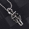 Stainless Steel Double Skull Pendant Chain Cross Necklace Men's Wild Black Jewelry
