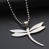 Stainless Steel Dragonfly Necklace Simple Minimalist Insect Animal Flying Bird Pendant Chain Necklaces for Women Men