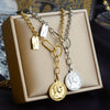 Stainless Steel Elizabeth Coin Pendant Necklace for Women Thin Chain Round Bump Coin Choker Necklace Wedding Jewelry