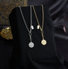 Stainless Steel Elizabeth Coin Pendant Necklace for Women Thin Chain Round Bump Coin Choker Necklace Wedding Jewelry