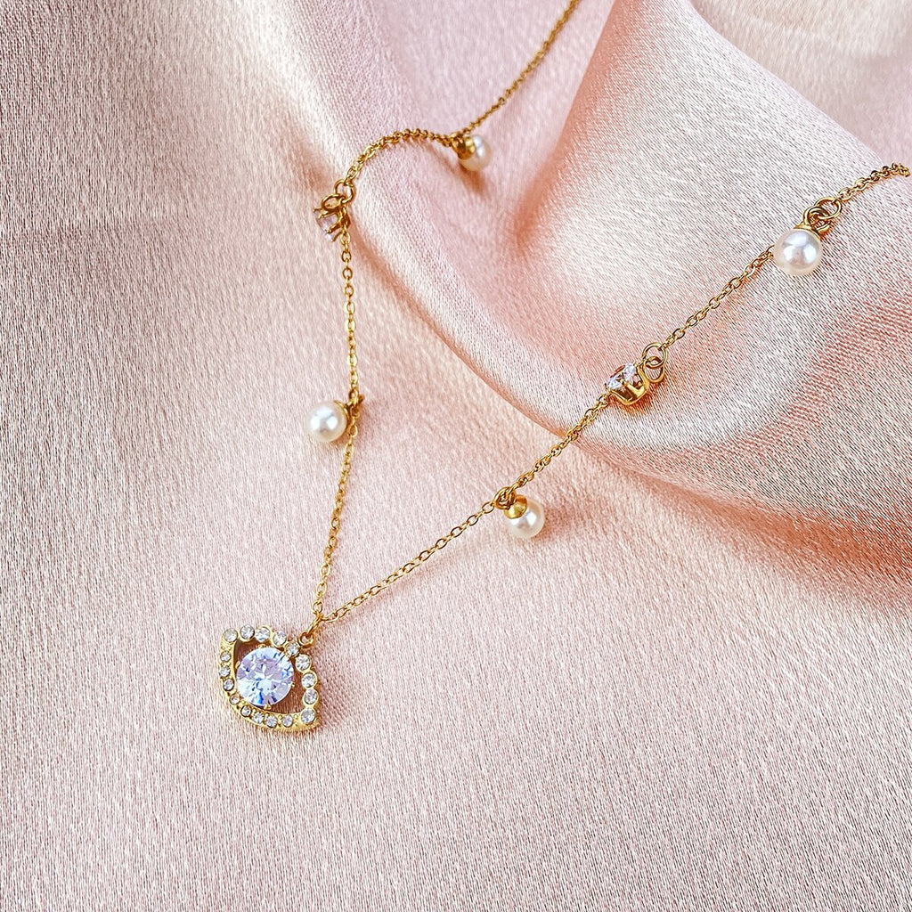 Stainless Steel Evil Eye Blue Rhinestone Pendant Necklace European And American Vintage Gothic Jewelry Female 2022 Trend