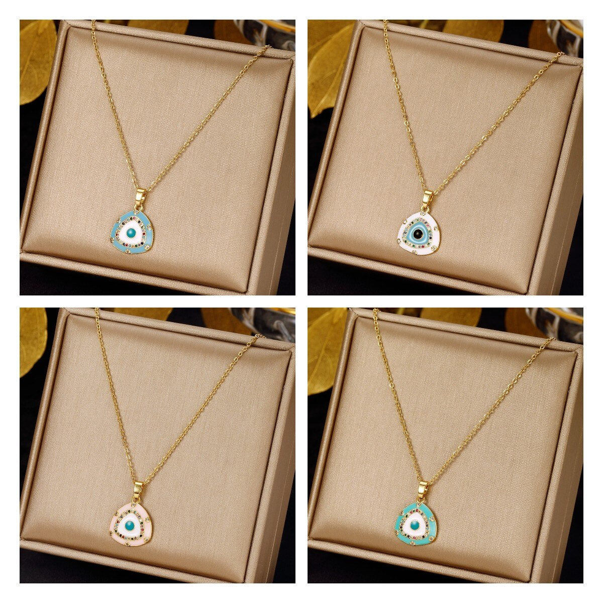 Stainless Steel Evil Eye Necklaces for Women Gold Color Evil Eye Pendant Necklace Choker Wedding Christmas Jewelry Gift BFF