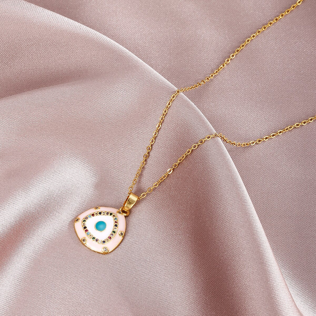 Stainless Steel Evil Eye Necklaces for Women Gold Color Evil Eye Pendant Necklace Choker Wedding Christmas Jewelry Gift BFF
