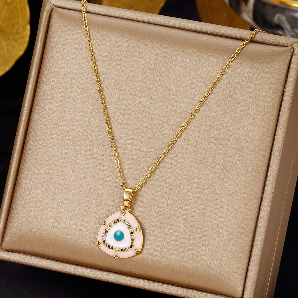 Stainless Steel Evil Eye Necklaces for Women Gold Color Evil Eye Pendant Necklace Choker Wedding Christmas Jewelry Gift BFF
