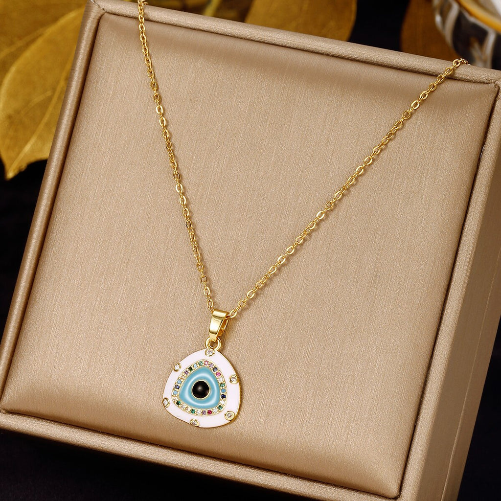 Stainless Steel Evil Eye Necklaces for Women Gold Color Evil Eye Pendant Necklace Choker Wedding Christmas Jewelry Gift BFF