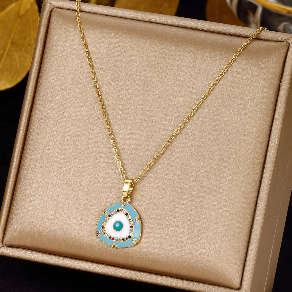 Stainless Steel Evil Eye Necklaces for Women Gold Color Evil Eye Pendant Necklace Choker Wedding Christmas Jewelry Gift BFF